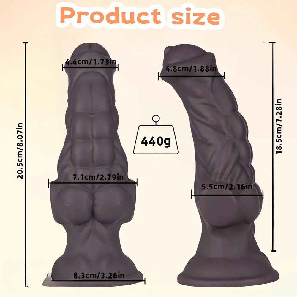 Coffee muscular silicone fantasy dildo, photo 11