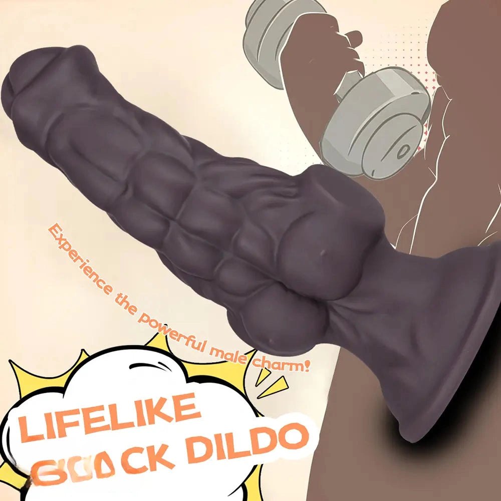 Coffee muscular silicone fantasy dildo, photo 7