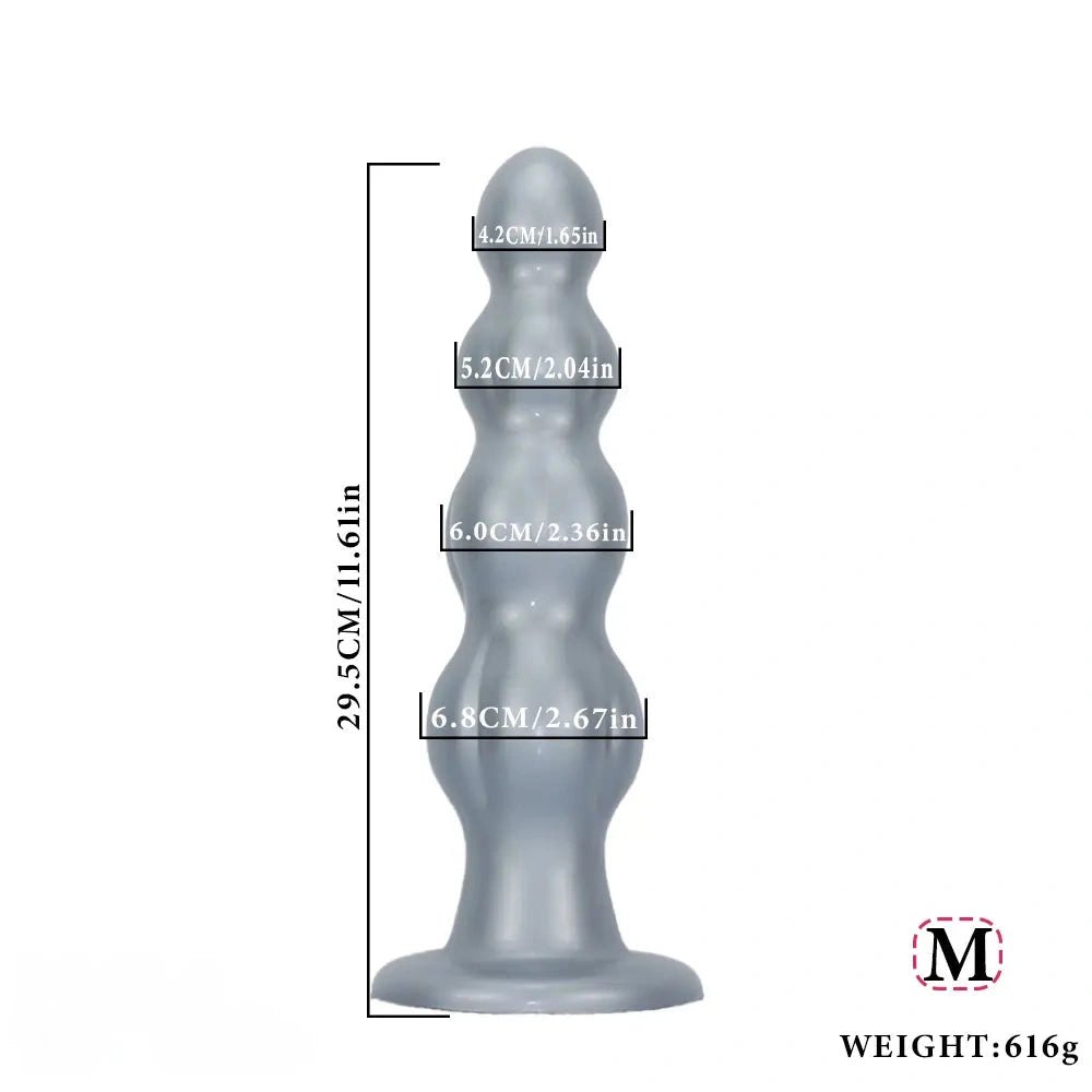 Silver metallic gold graduated muscle shaped anal plug