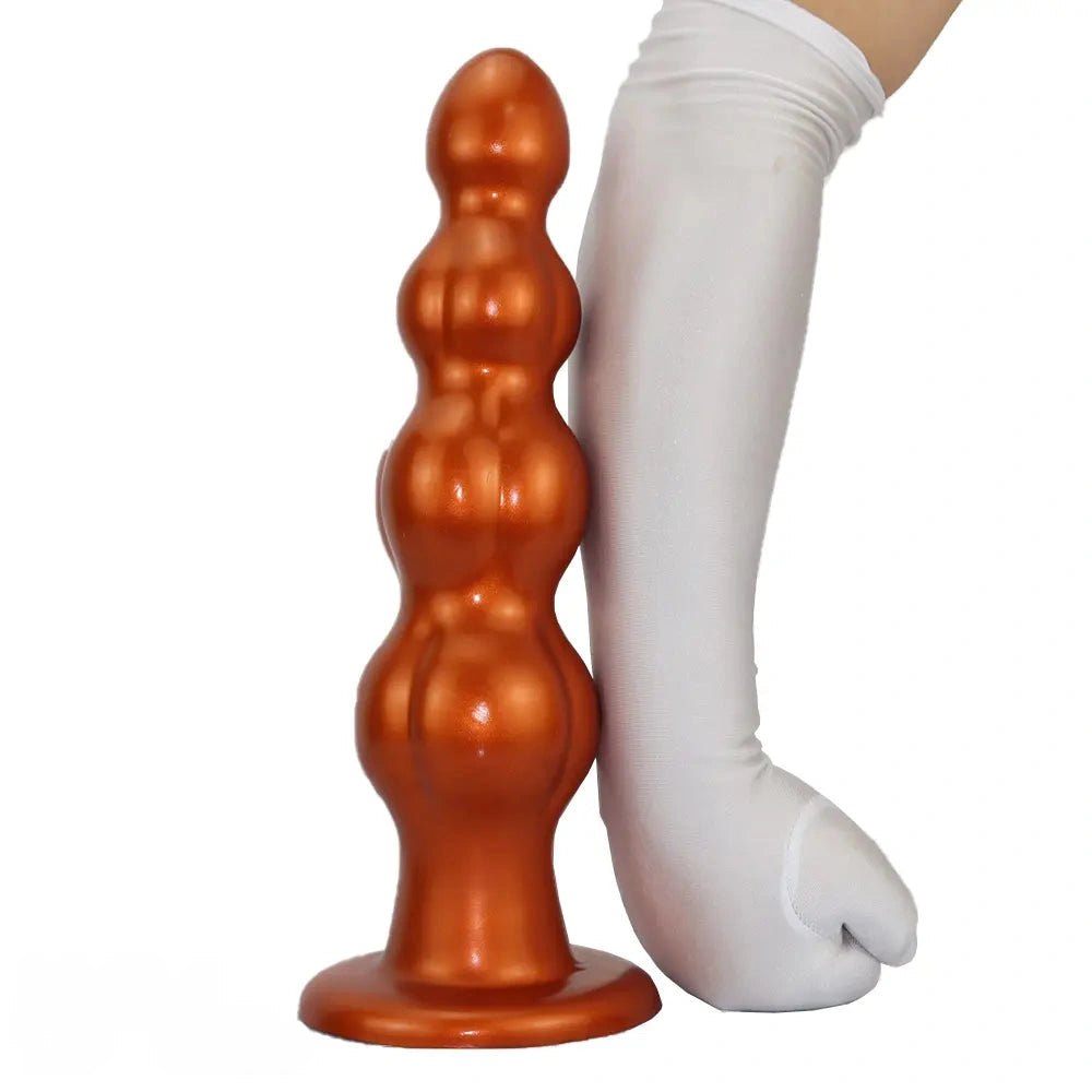 Metallic gold graduated muscle shaped anal plug, photo 4