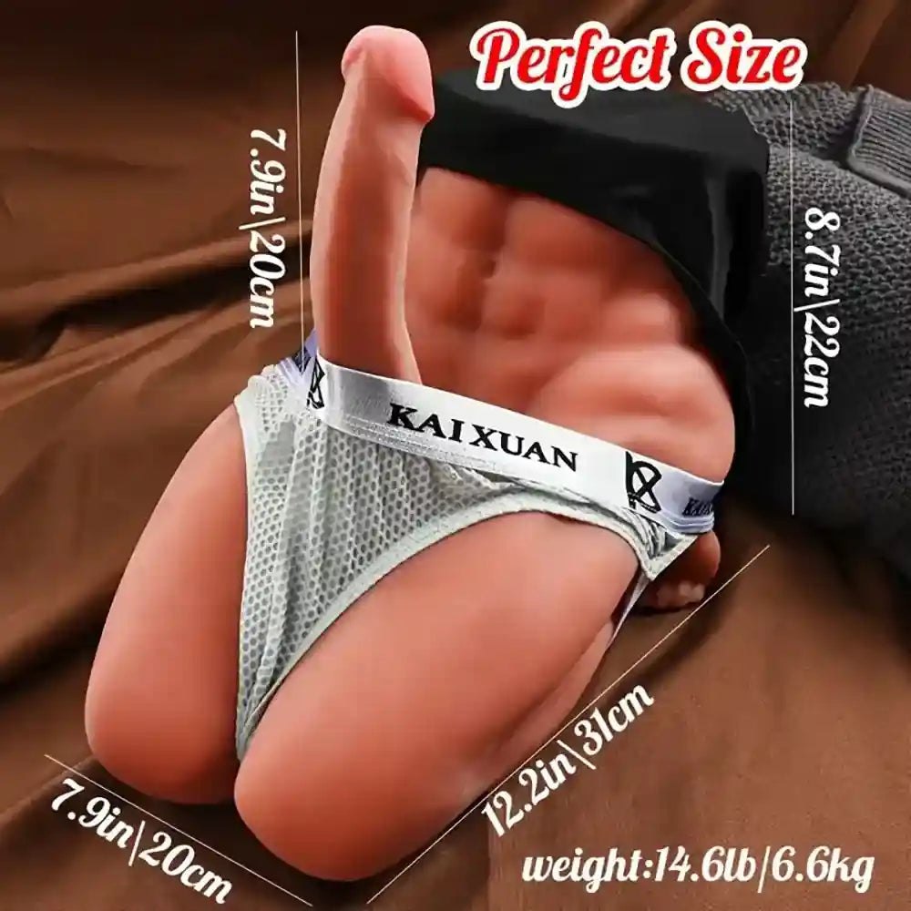 Flesh-tone muscle torso sex doll with dildo, photo 5