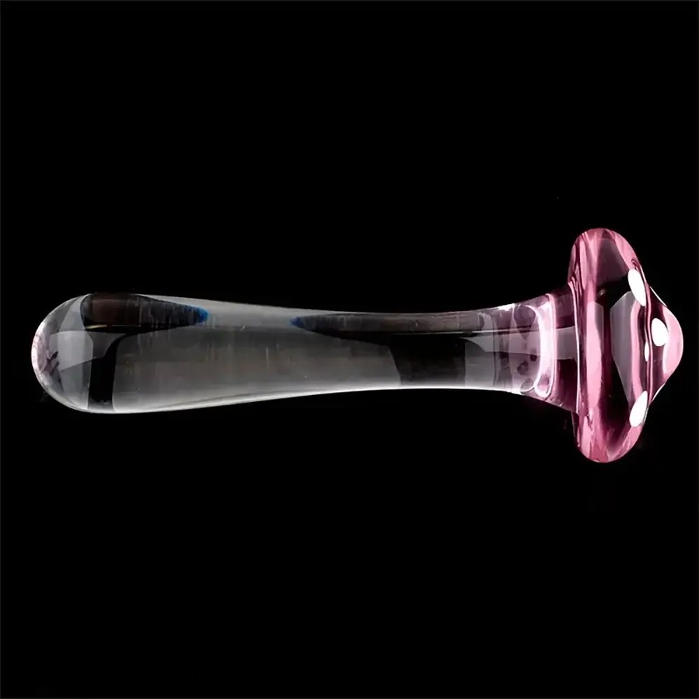 Mushroom cap glass dildo with marbled swirl, photo 2