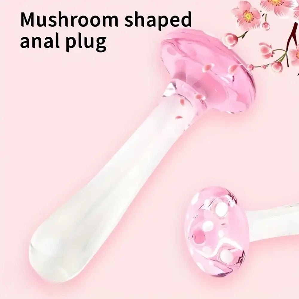 Mushroom cap glass dildo with marbled swirl, photo 3