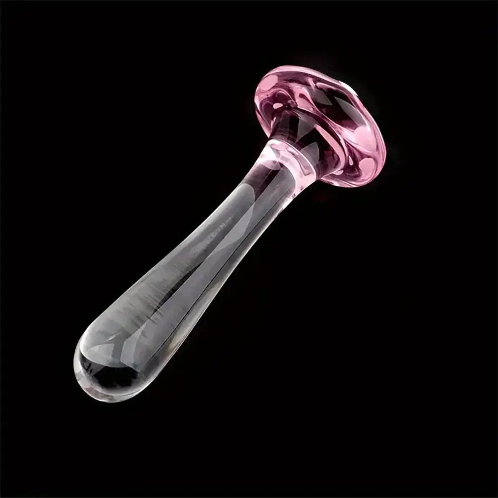 Mushroom cap glass dildo with marbled swirl, photo 6