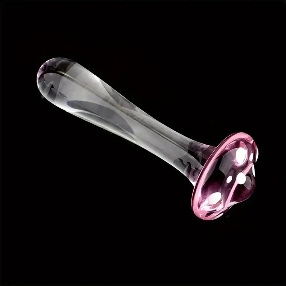 Mushroom cap glass dildo with marbled swirl, photo 7