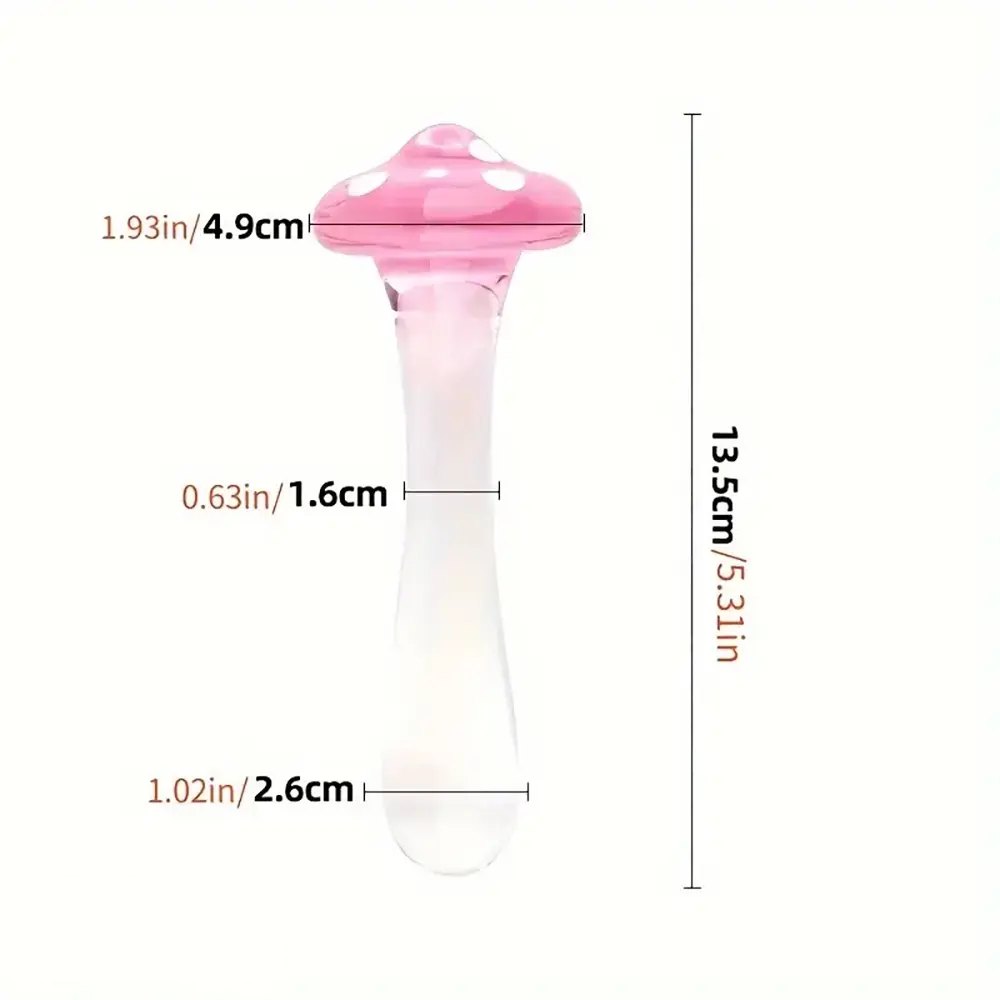 Mushroom cap glass dildo with marbled swirl, photo 8