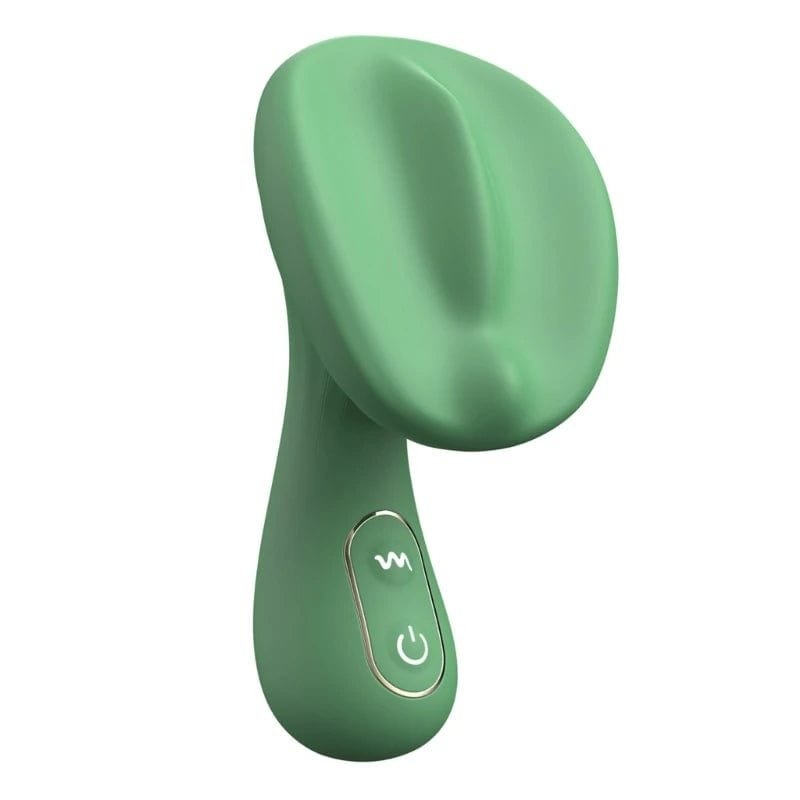 Green mushroom-head silicone clitoral vibrator