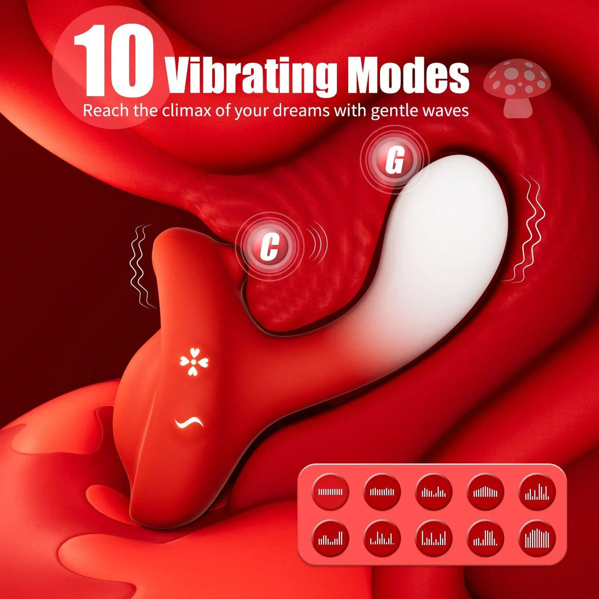 Mushroom-head silicone clitoral vibrator, photo 11