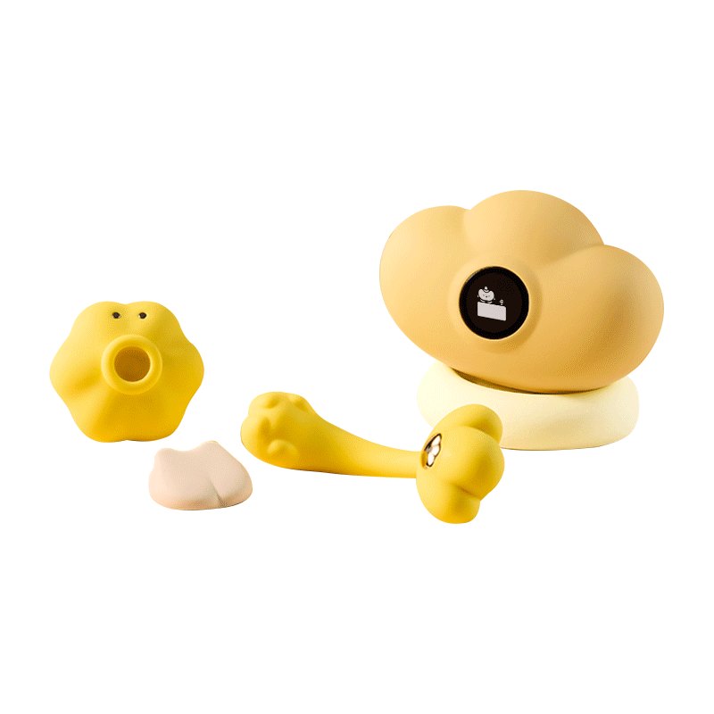 Yellow mushroom shaped suction and tapping toy, photo 1