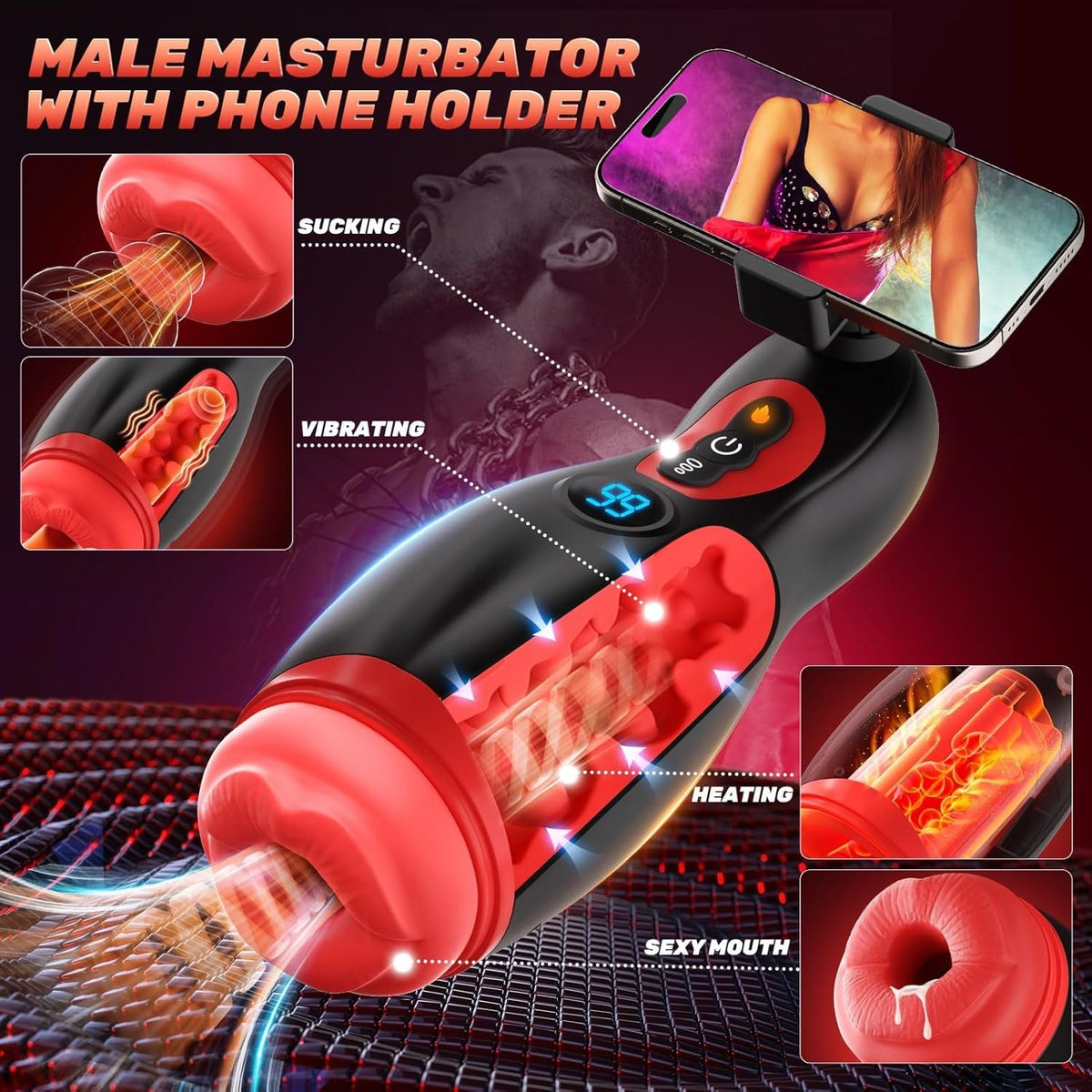 Black nebula 9 male stroker with phone holder, photo 2