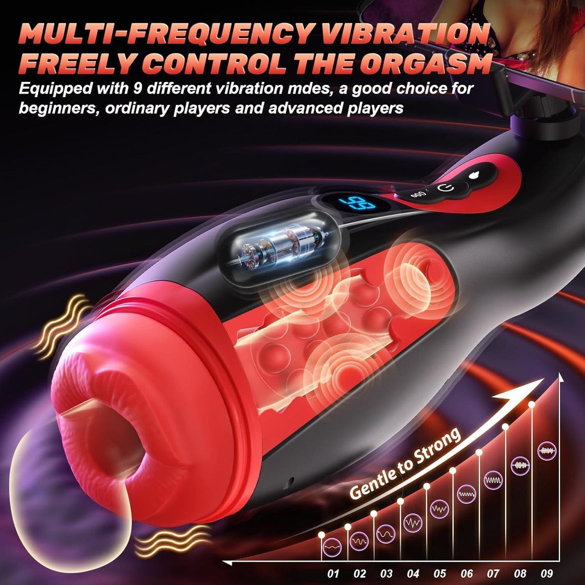 Black nebula 9 male stroker with phone holder, photo 4