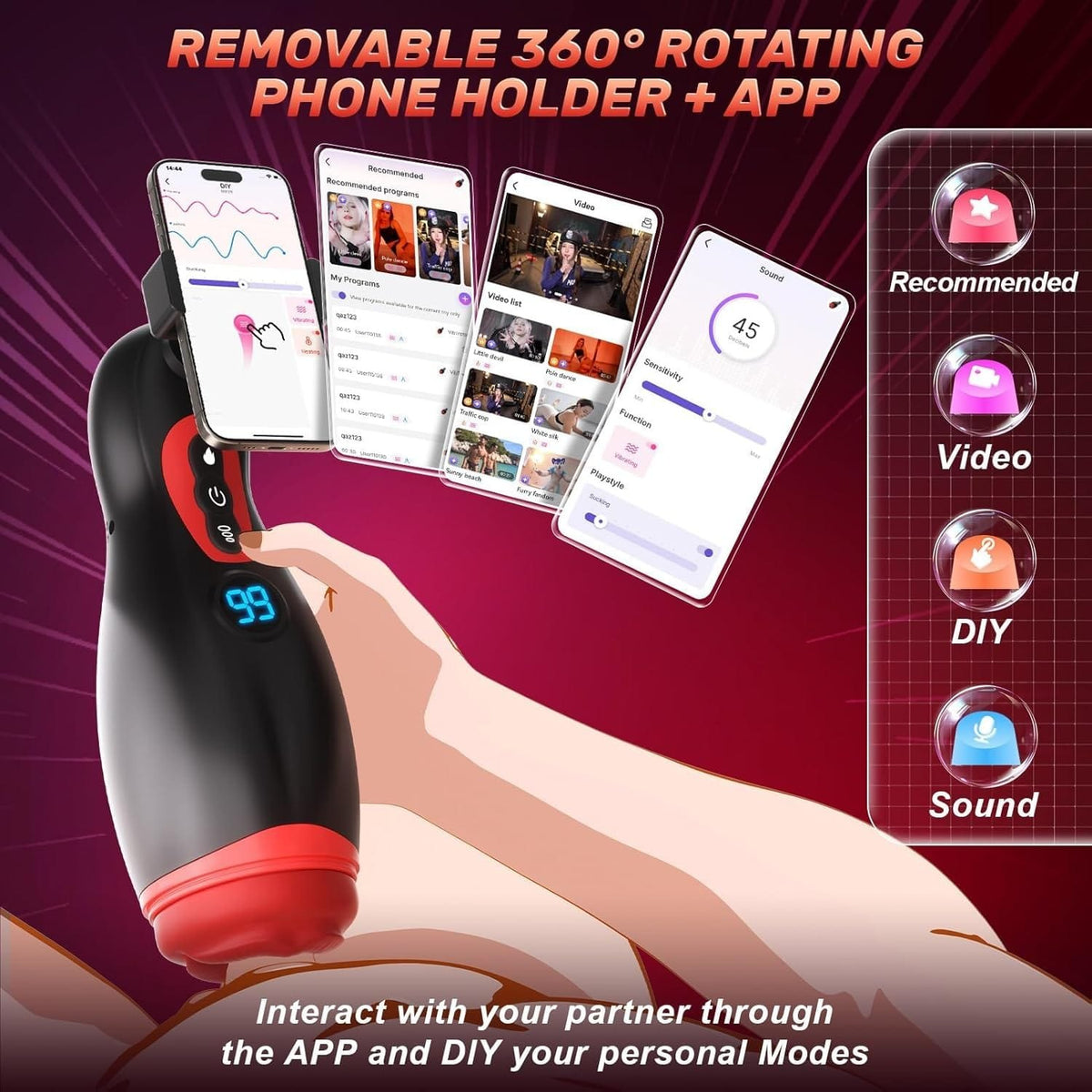 Black nebula 9 male stroker with phone holder, photo 6