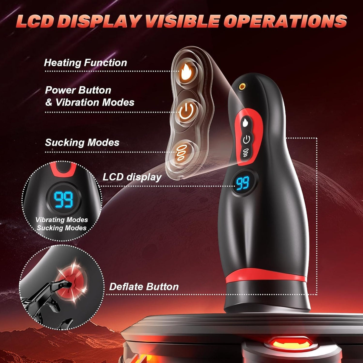 Black nebula 9 male stroker with phone holder, photo 7