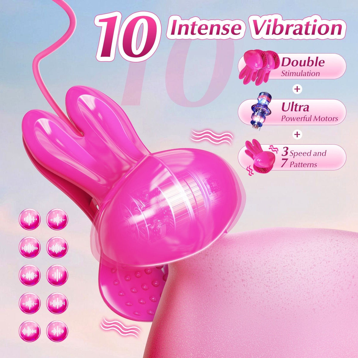 Rose red nipple clamp vibrator, photo 5