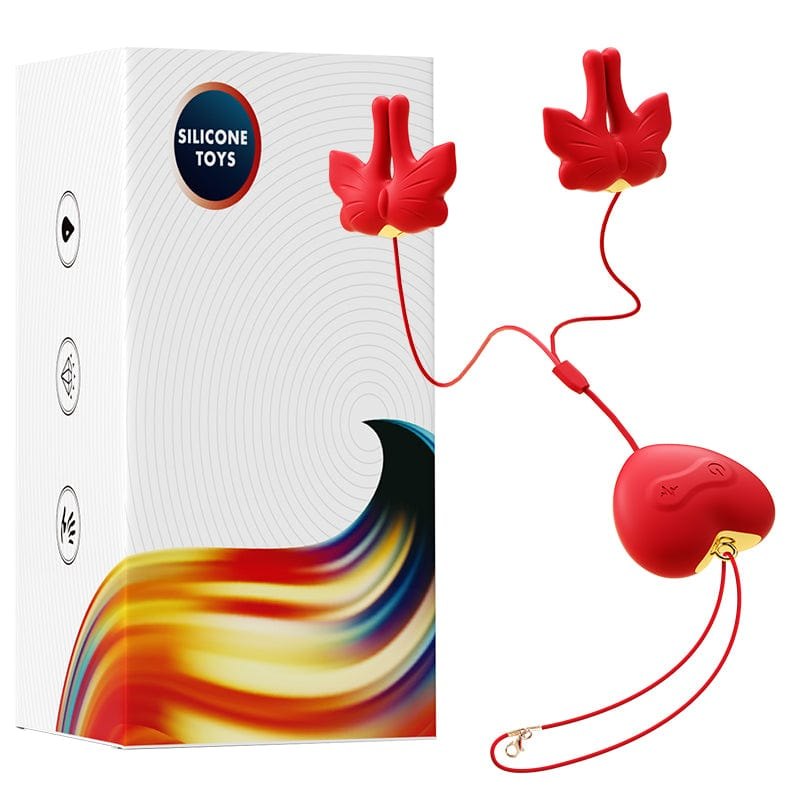 Red vibrating butterfly nipple clamps, photo 3