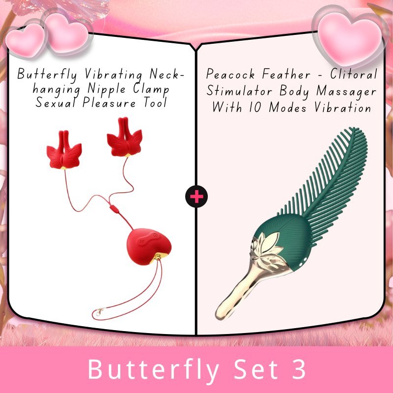 Red vibrating butterfly nipple clamps, photo 6