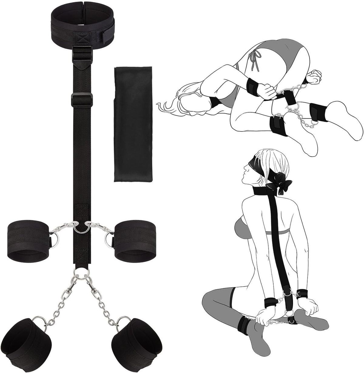 Soft fabric collar restraint kit with handcuffs and blindfold, photo 10