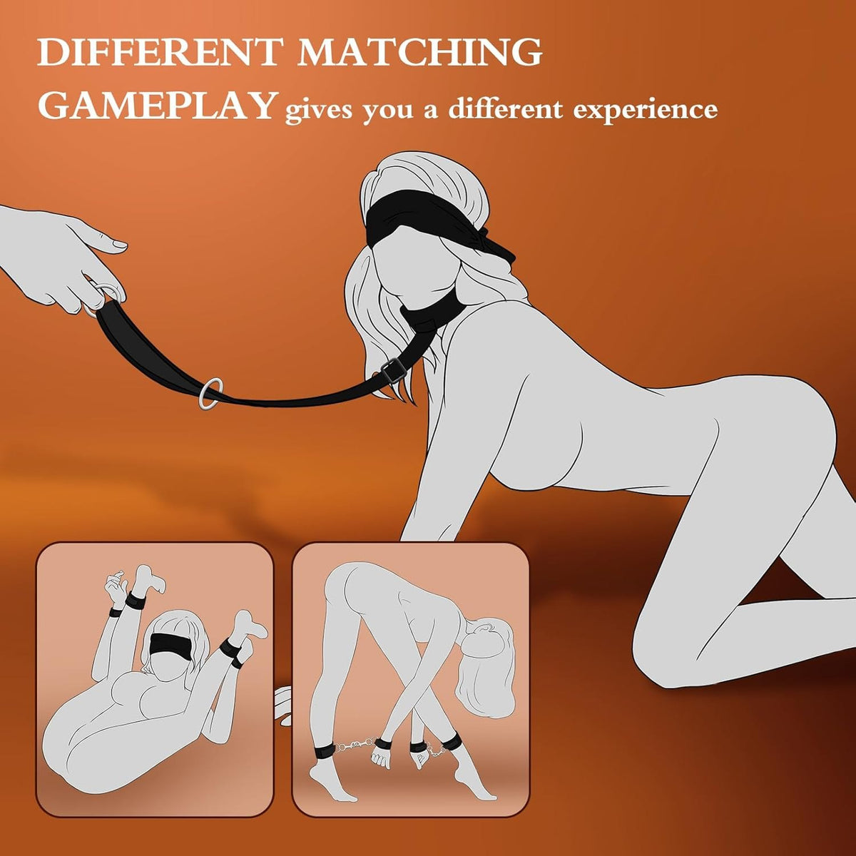 Soft fabric collar restraint kit with handcuffs and blindfold, photo 4