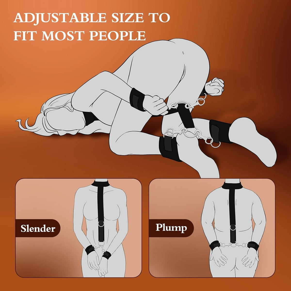 Soft fabric collar restraint kit with handcuffs and blindfold, photo 5