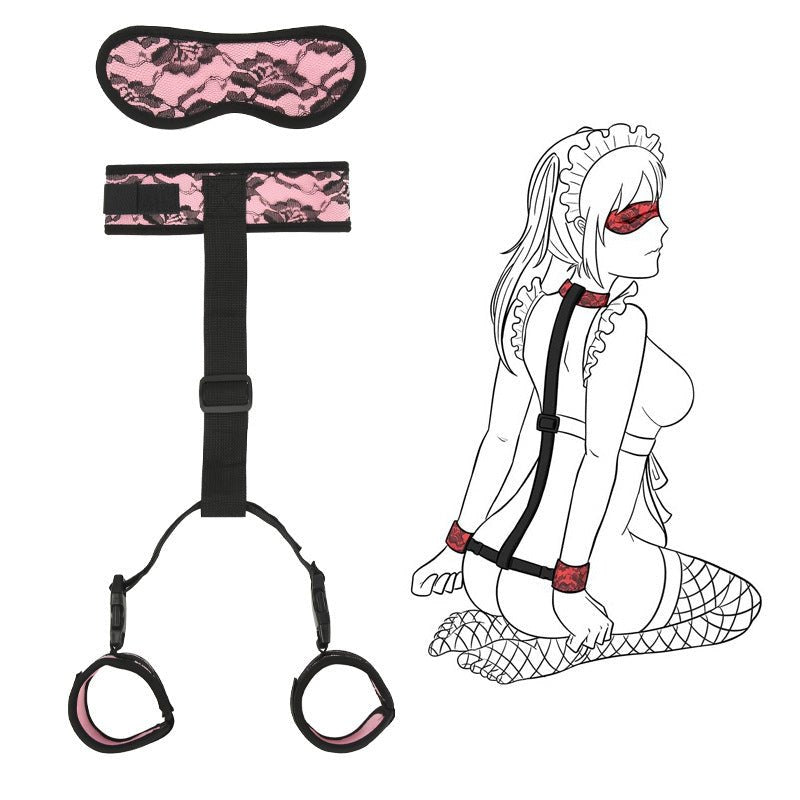 Soft fabric neck to wrist backcuffs restraint set with blindfold, photo 10
