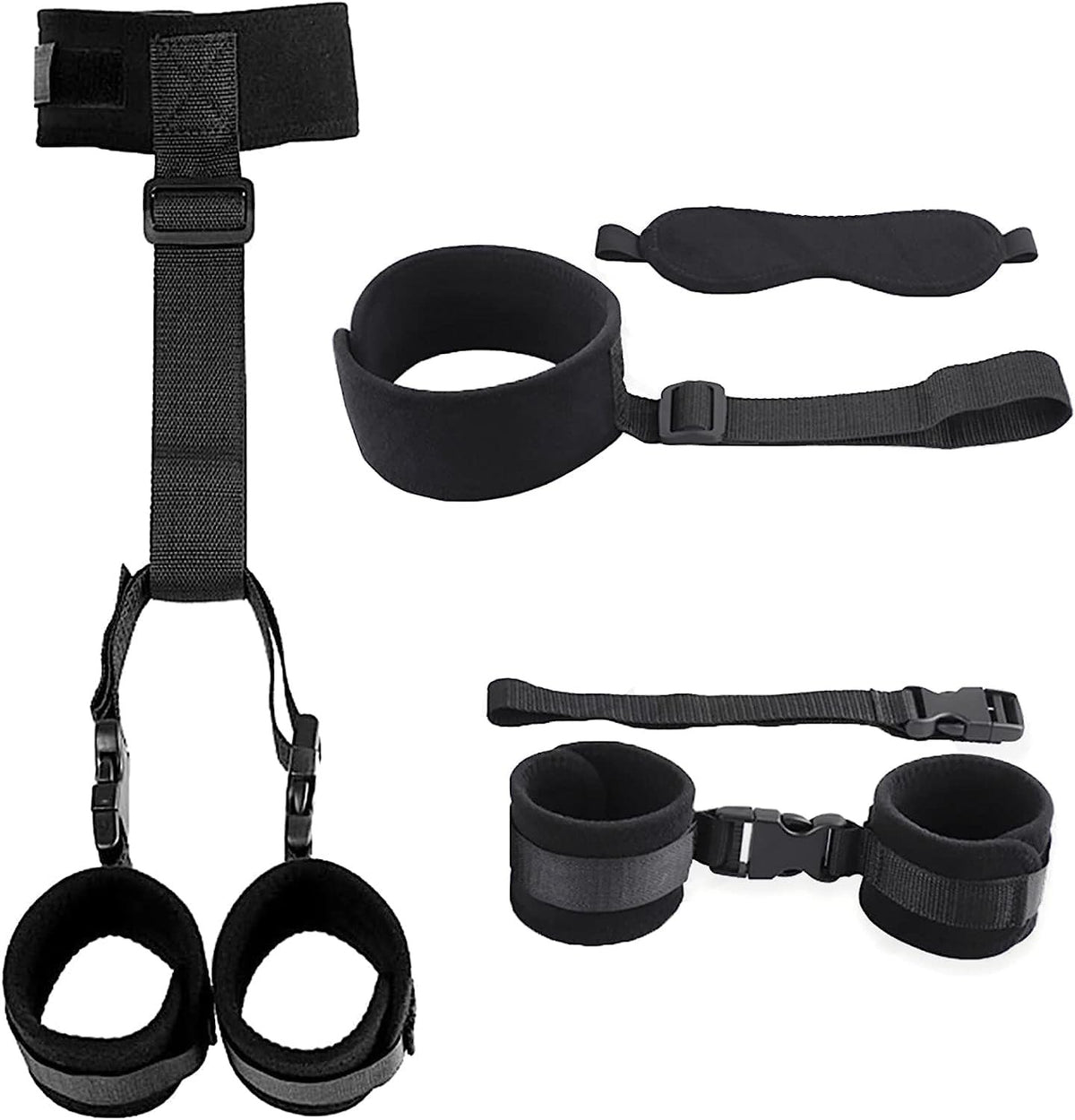 Soft fabric neck to wrist backcuffs restraint set with blindfold, photo 2