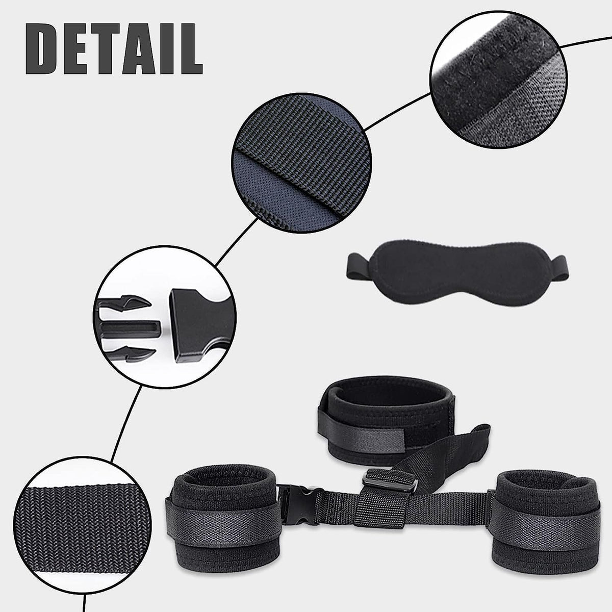 Soft fabric neck to wrist backcuffs restraint set with blindfold, photo 3