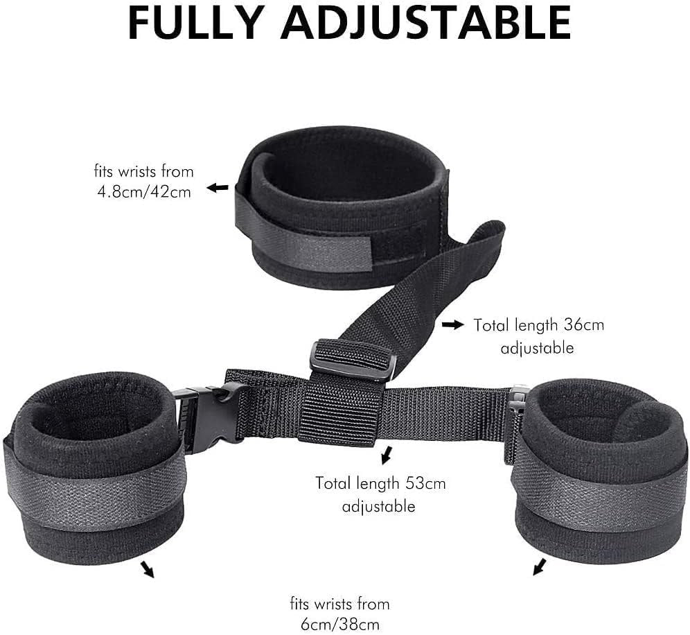 Soft fabric neck to wrist backcuffs restraint set with blindfold, photo 6