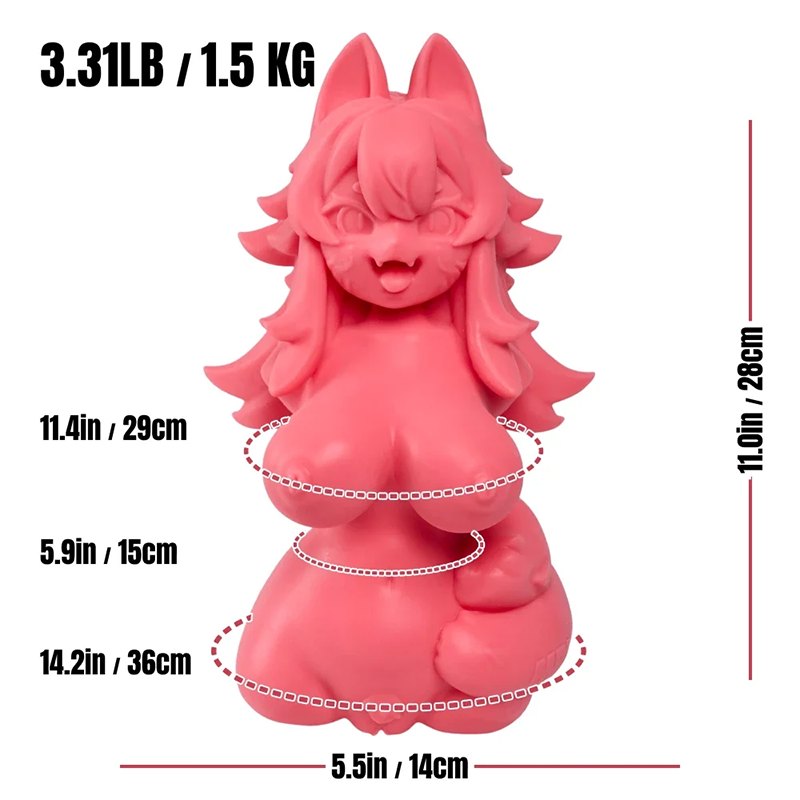 Pink fox anime torso figure, photo 4
