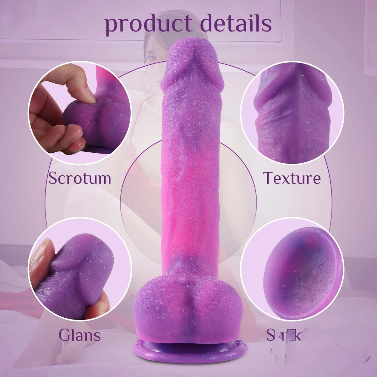 Glittery multi-color suction cup dildo, photo 3