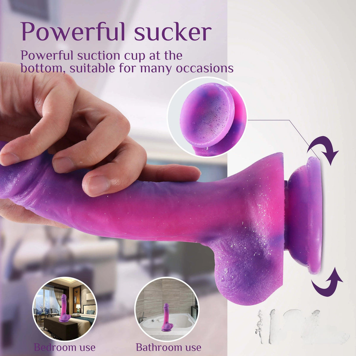 Glittery multi-color suction cup dildo, photo 7
