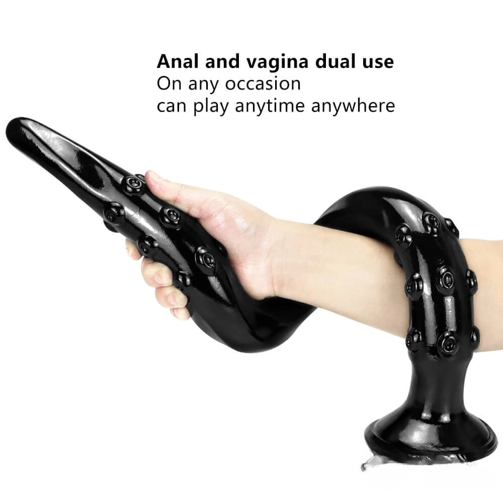 Black curved nubbed g-spot dildo, photo 2