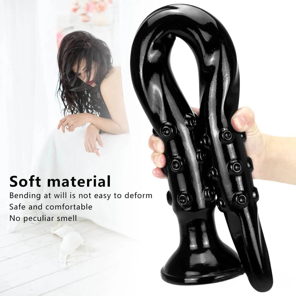 Black curved nubbed g-spot dildo, photo 4
