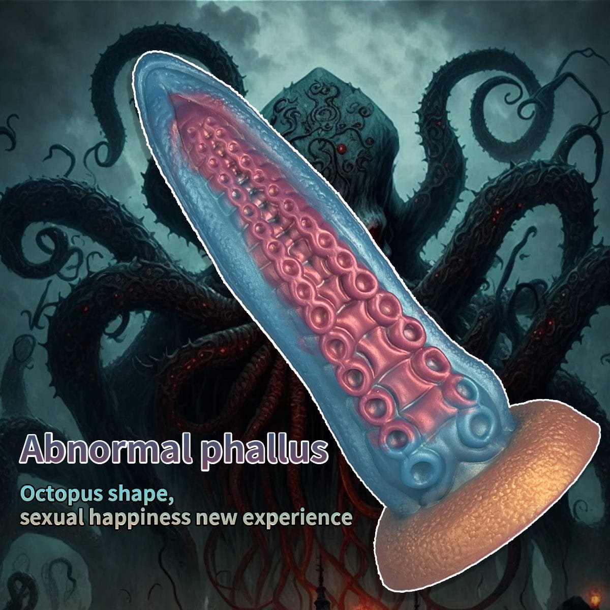 Ocean blue tentacle fantasy dildo with suction cup base, photo 4