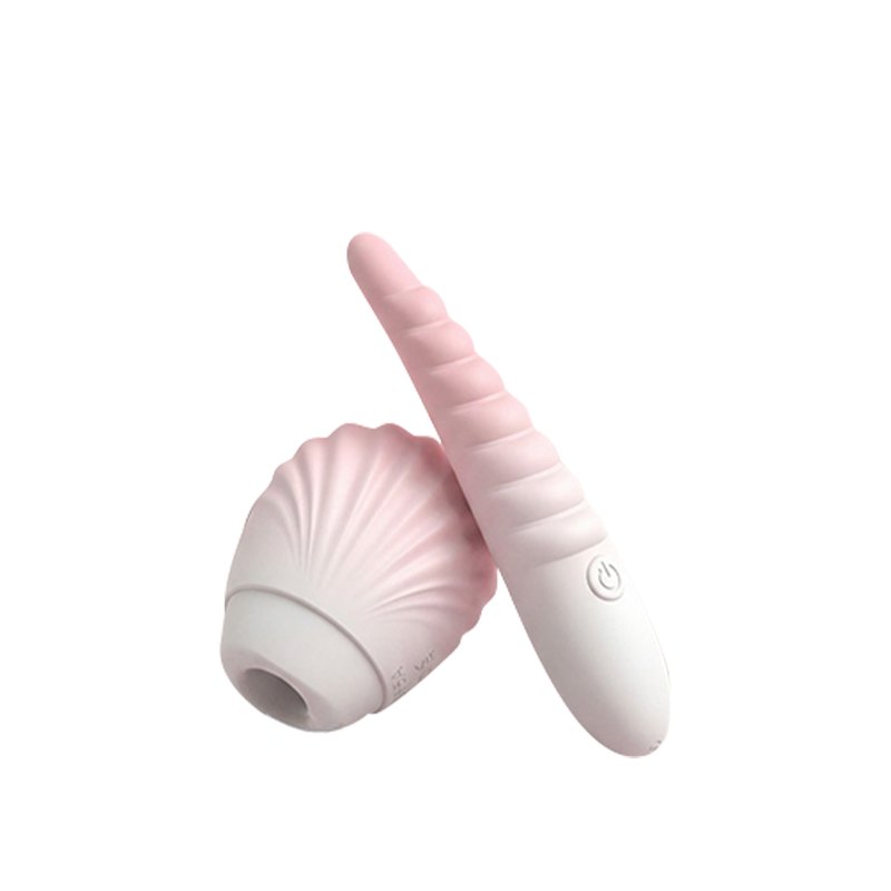 Gradient pink ocean shell suction and vibrator set, photo 1