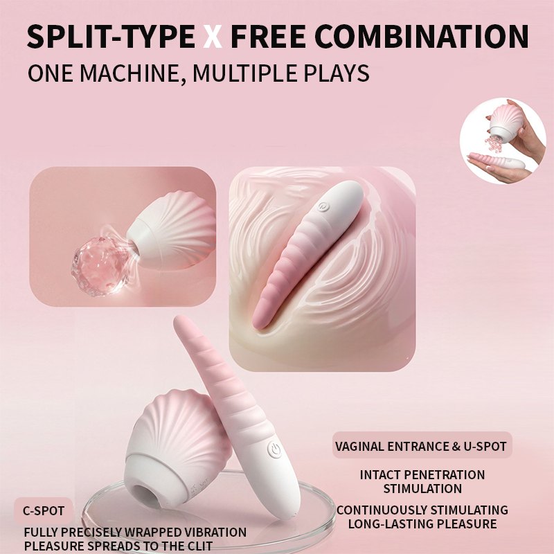 Gradient pink ocean shell suction and vibrator set, photo 4