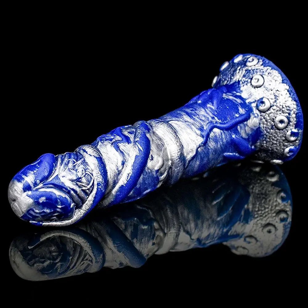 Teal and silver fantasy dildo, photo 1