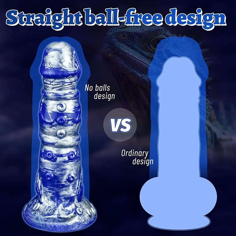 Teal and silver fantasy dildo, photo 4