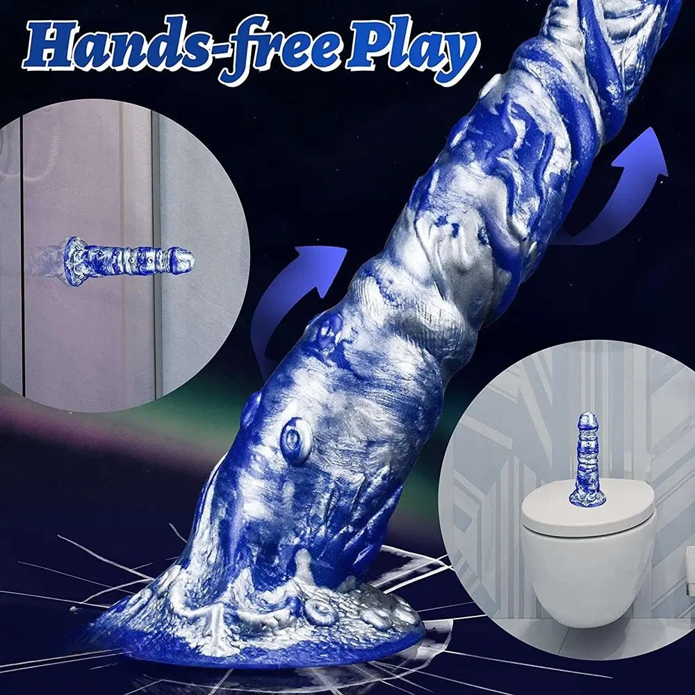 Teal and silver fantasy dildo, photo 5