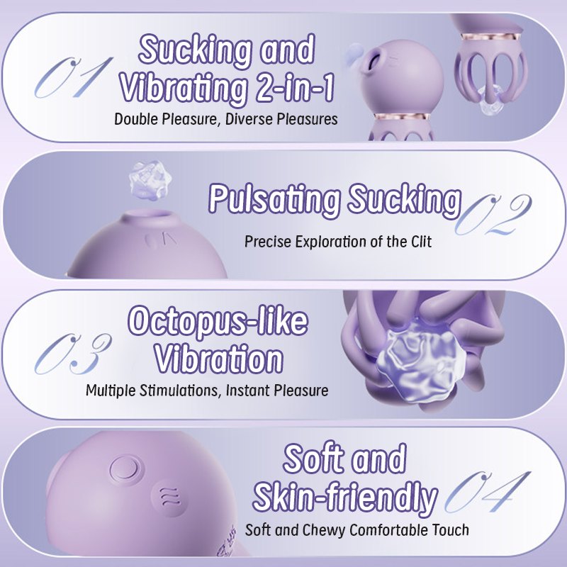 Grape purple octopus 2-in-1 suction and tentacle vibrator, photo 3