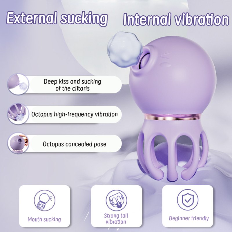 Grape purple octopus 2-in-1 suction and tentacle vibrator, photo 4