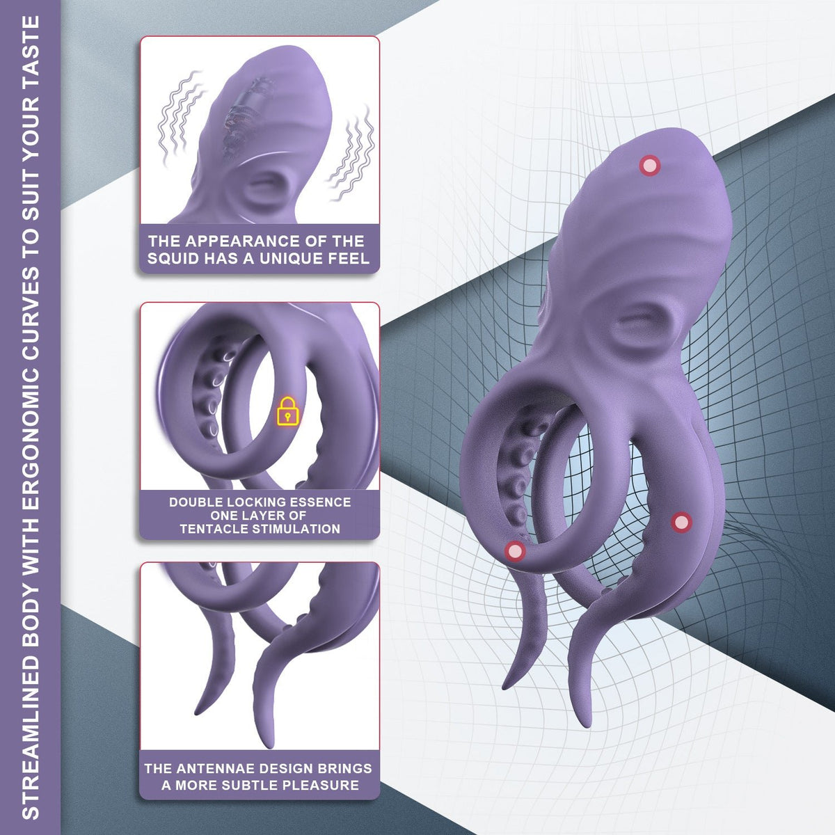 Purple silicone octopus penis ring, photo 6