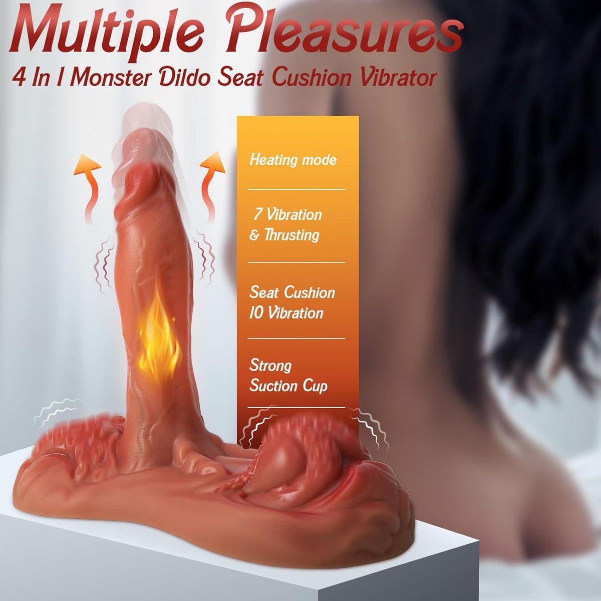 Flesh-tone octopus tentacle thrusting dildo with suction cushion base, photo 3