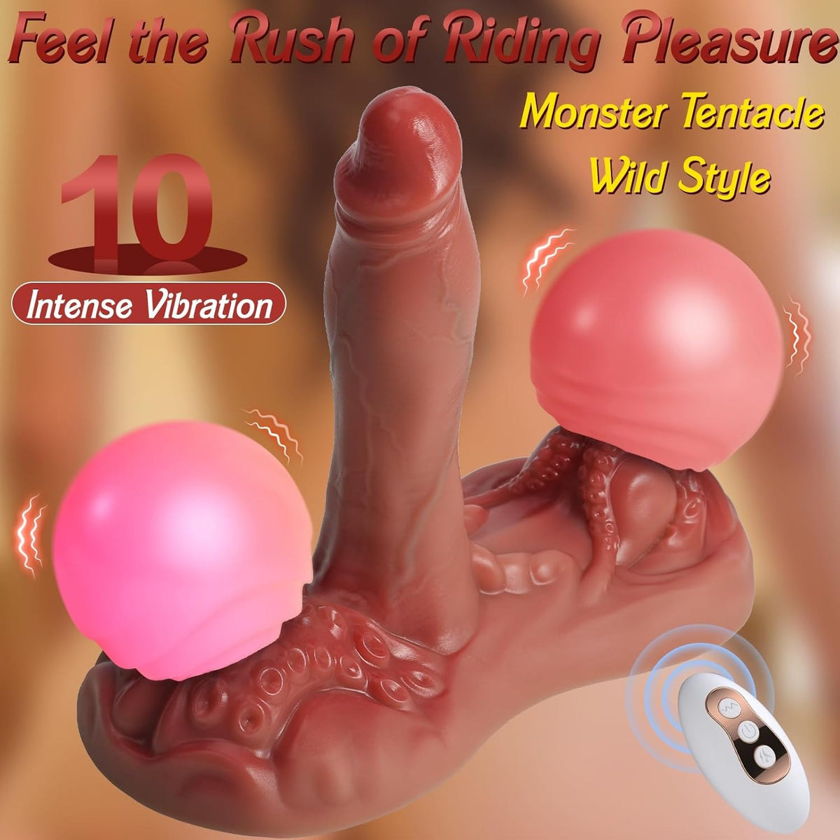 Flesh-tone octopus tentacle thrusting dildo with suction cushion base, photo 5