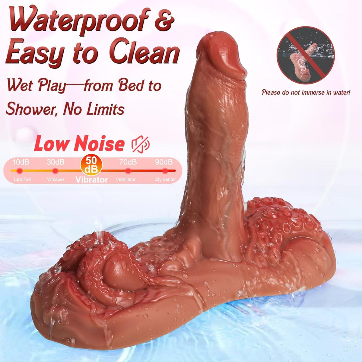 Flesh-tone octopus tentacle thrusting dildo with suction cushion base, photo 7