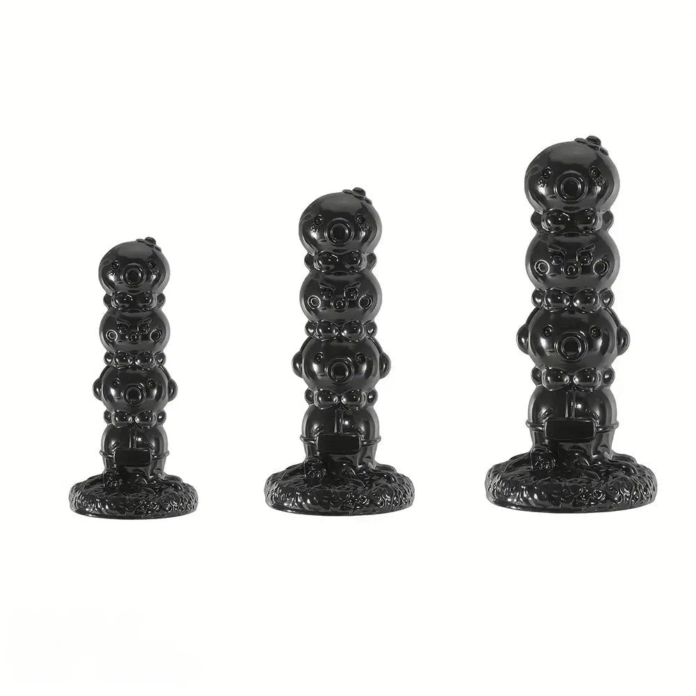 Black stacked orb tentacle fantasy dildo with suction base, photo 1
