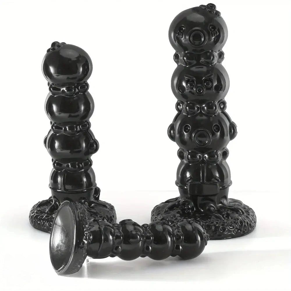 Black stacked orb tentacle fantasy dildo with suction base, photo 2