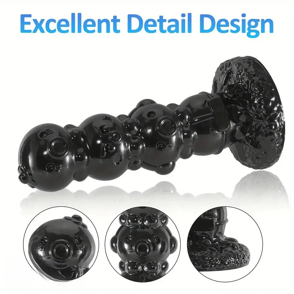 Black stacked orb tentacle fantasy dildo with suction base, photo 4