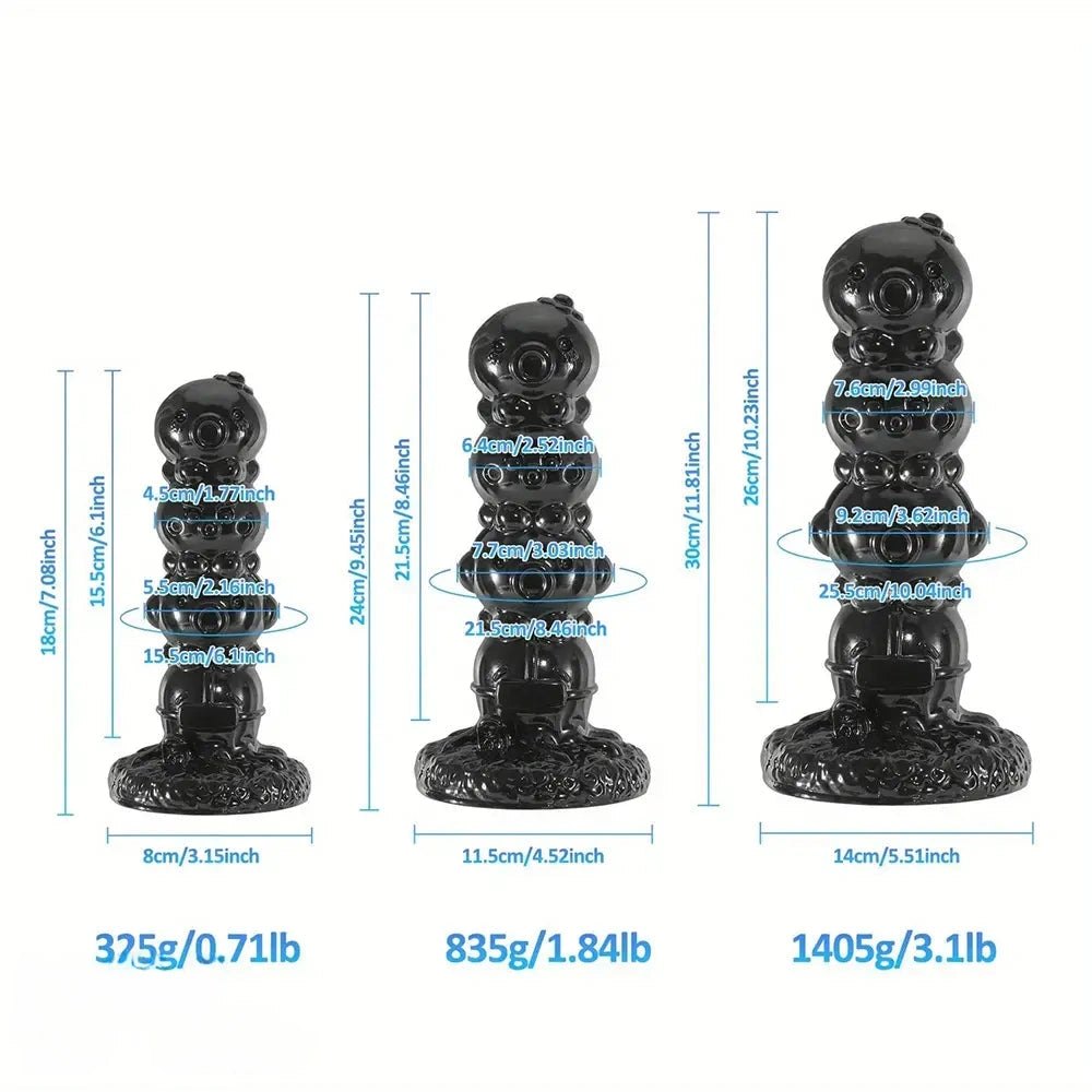 Black stacked orb tentacle fantasy dildo with suction base, photo 5
