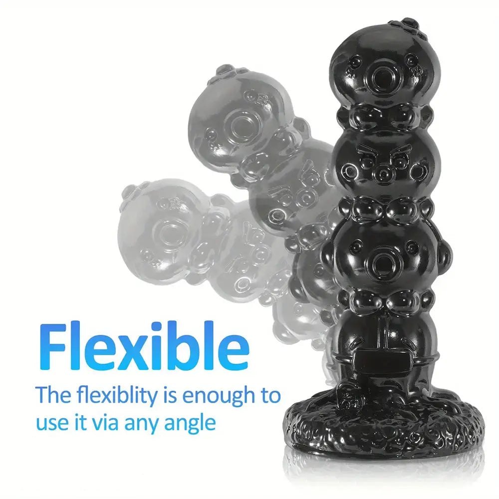 Black stacked orb tentacle fantasy dildo with suction base, photo 7