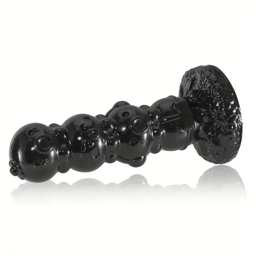 Black stacked orb tentacle fantasy dildo with suction base, photo 9
